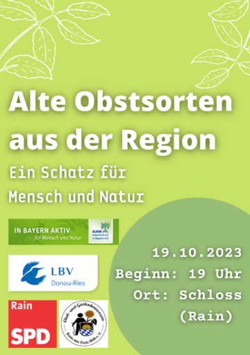 Die alten Obstsorten · Sortenbeschreibungen und Geschichten. - Sie wollen alte Obstsorten pflanzen? Dann stehen Sie jetzt vor der berühmten "Qual der Wahl" - Informationen rund um das große Thema alter Obstsorten gibt es diesen Abend. - Und FRAGEN & ANTWORTEN ZU ALTE OBSTSORTEN Dann komm am 19.10.2023 nach Rain ins Schloss